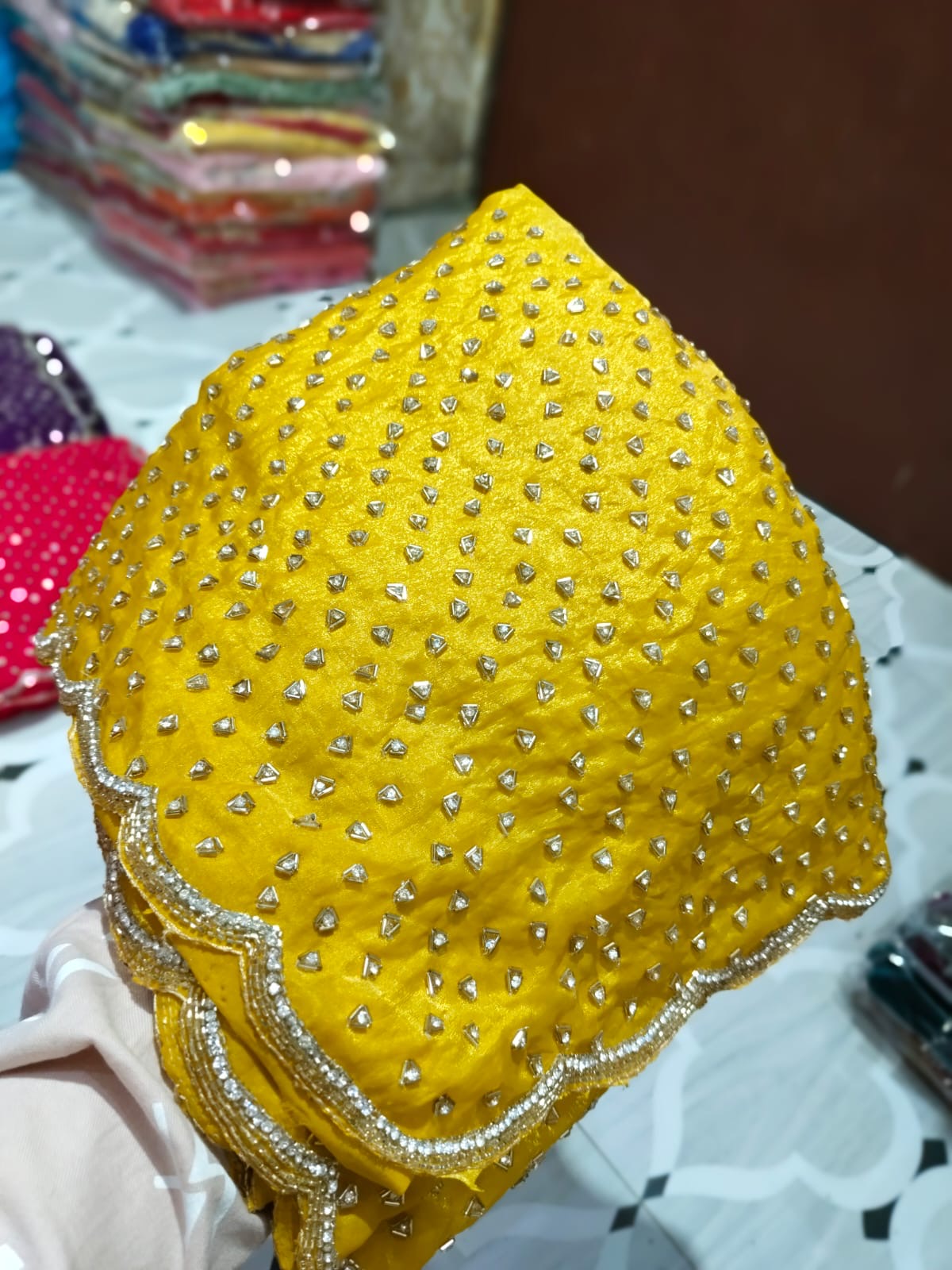 Fendi saree with diamond stone handwork