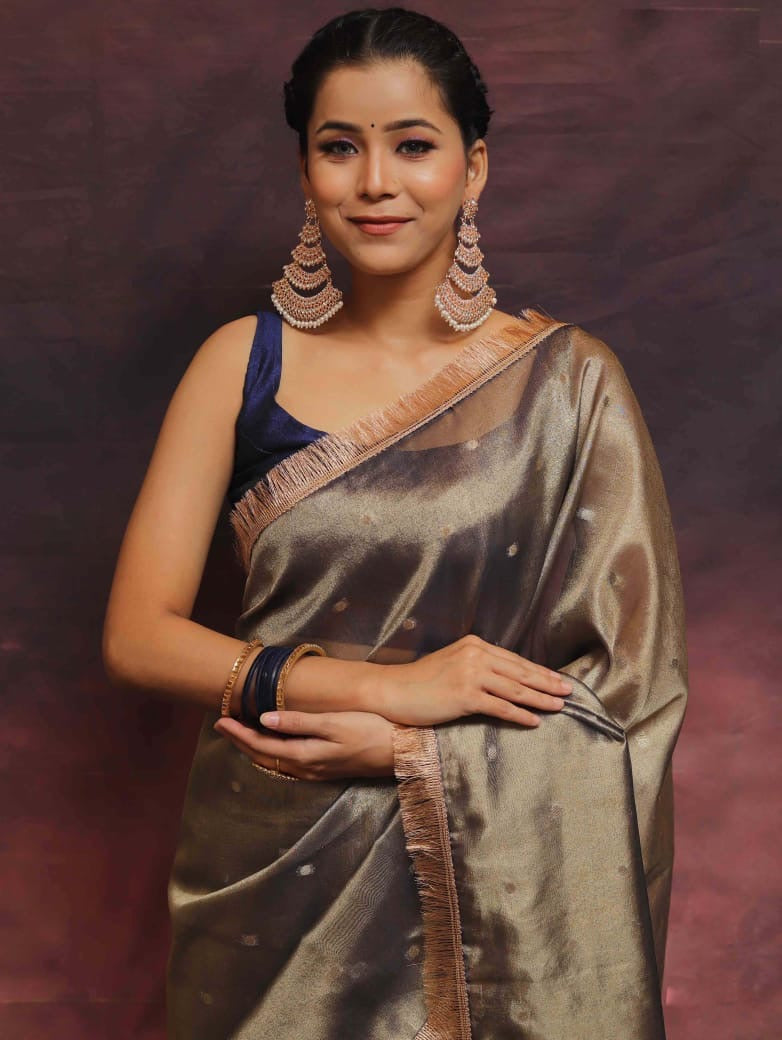 Banarasi soft chunri buti weaving tissue silk saree