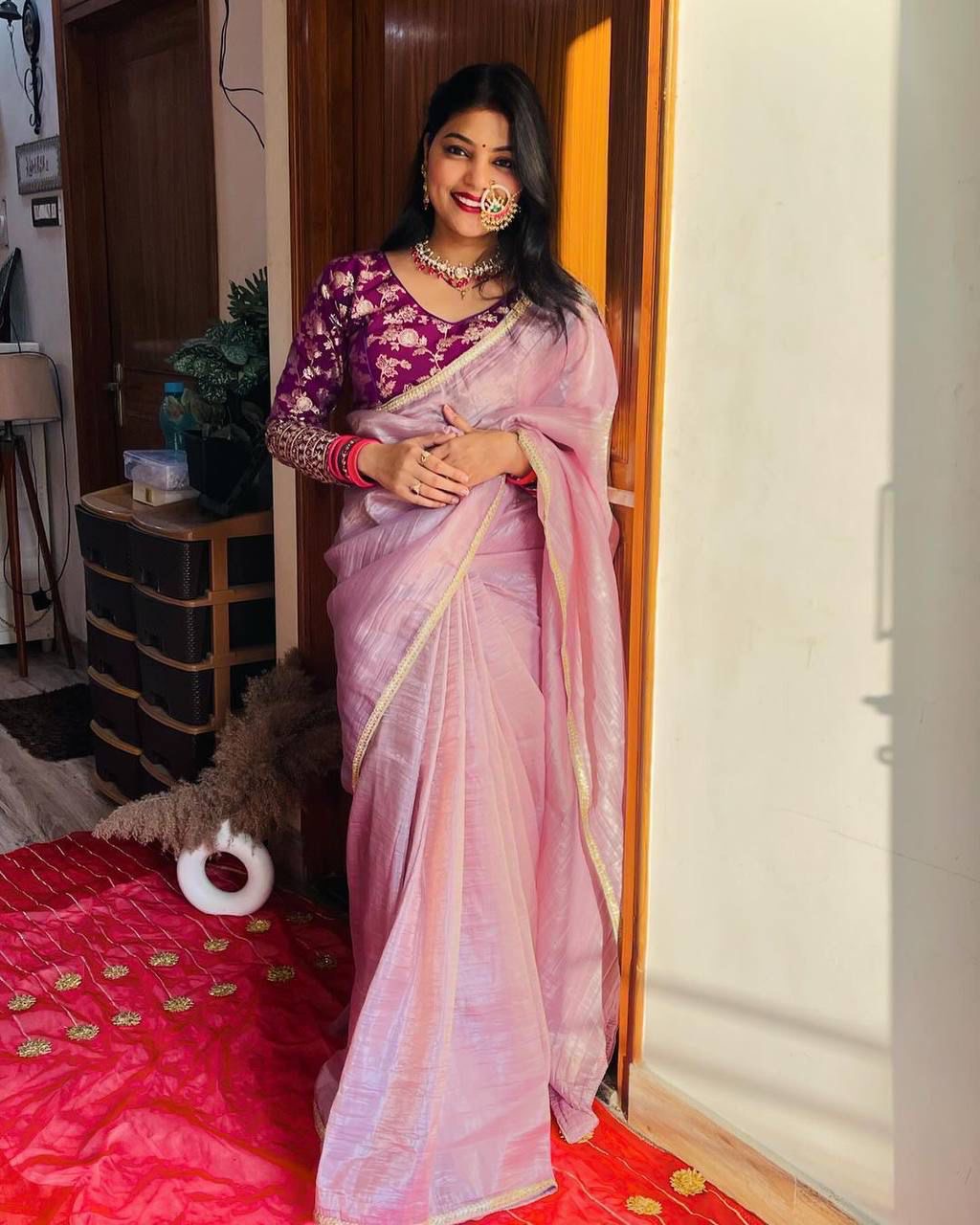 CRUSH tissue saree with blouse