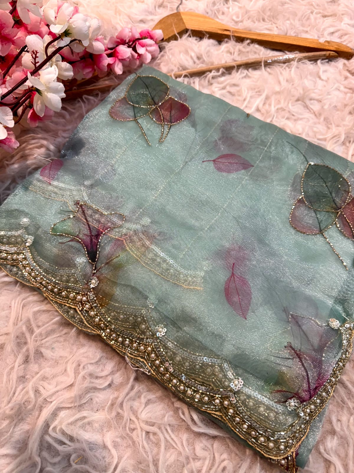 Crystal Tissue fabric designer saree