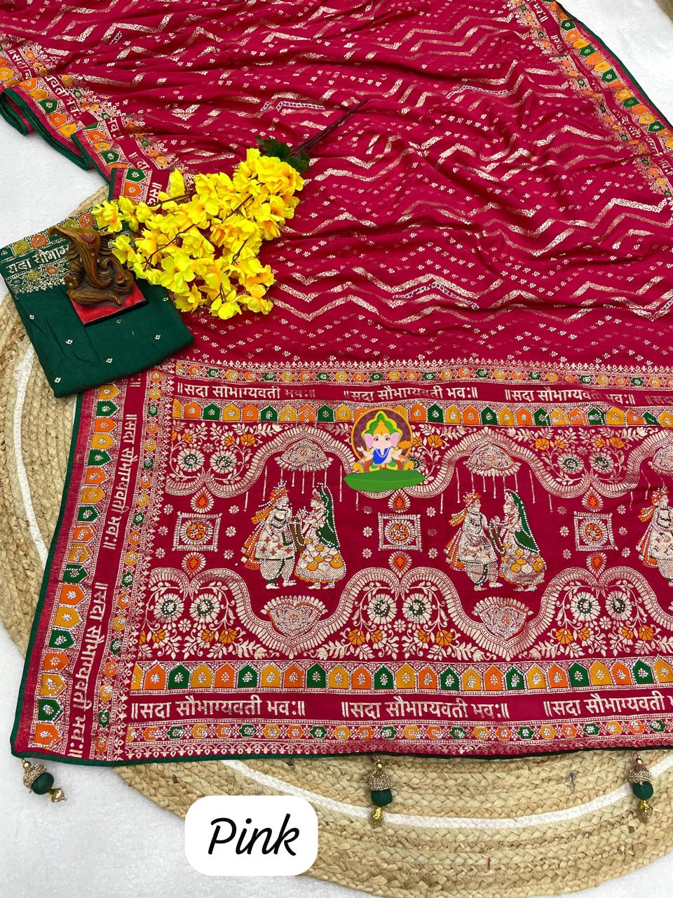 Sada Sobhagyawati Bhav Dola Viscose Silk with sirowski work
