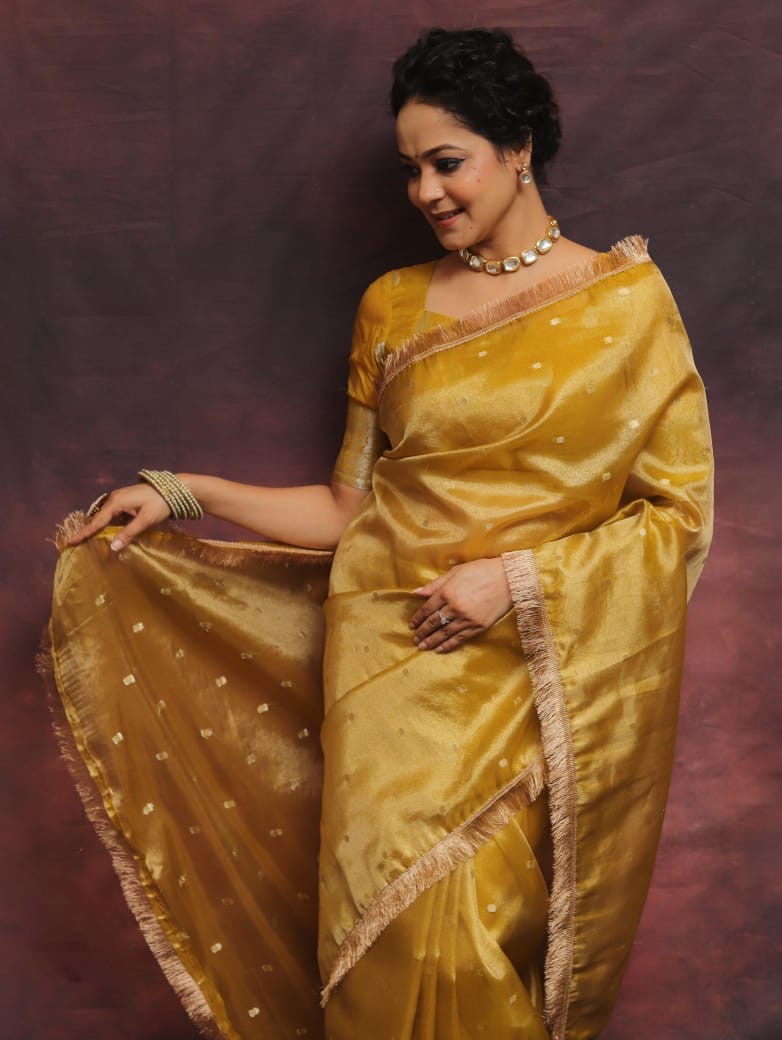 Banarasi soft chunri buti weaving tissue silk saree