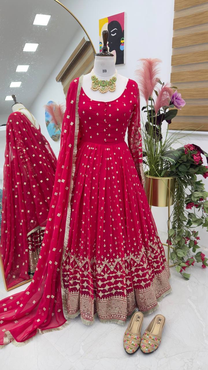 Georgette gown with dupatta
