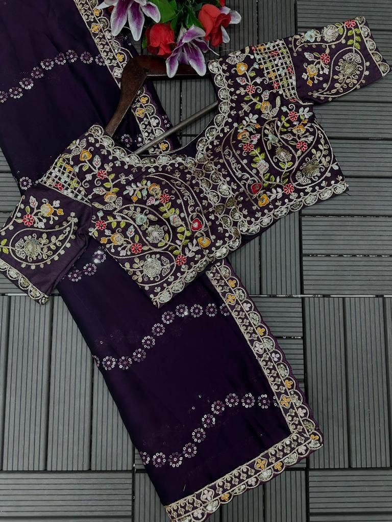 RANGOLI SILK FABRIC ON EMBROIDERY