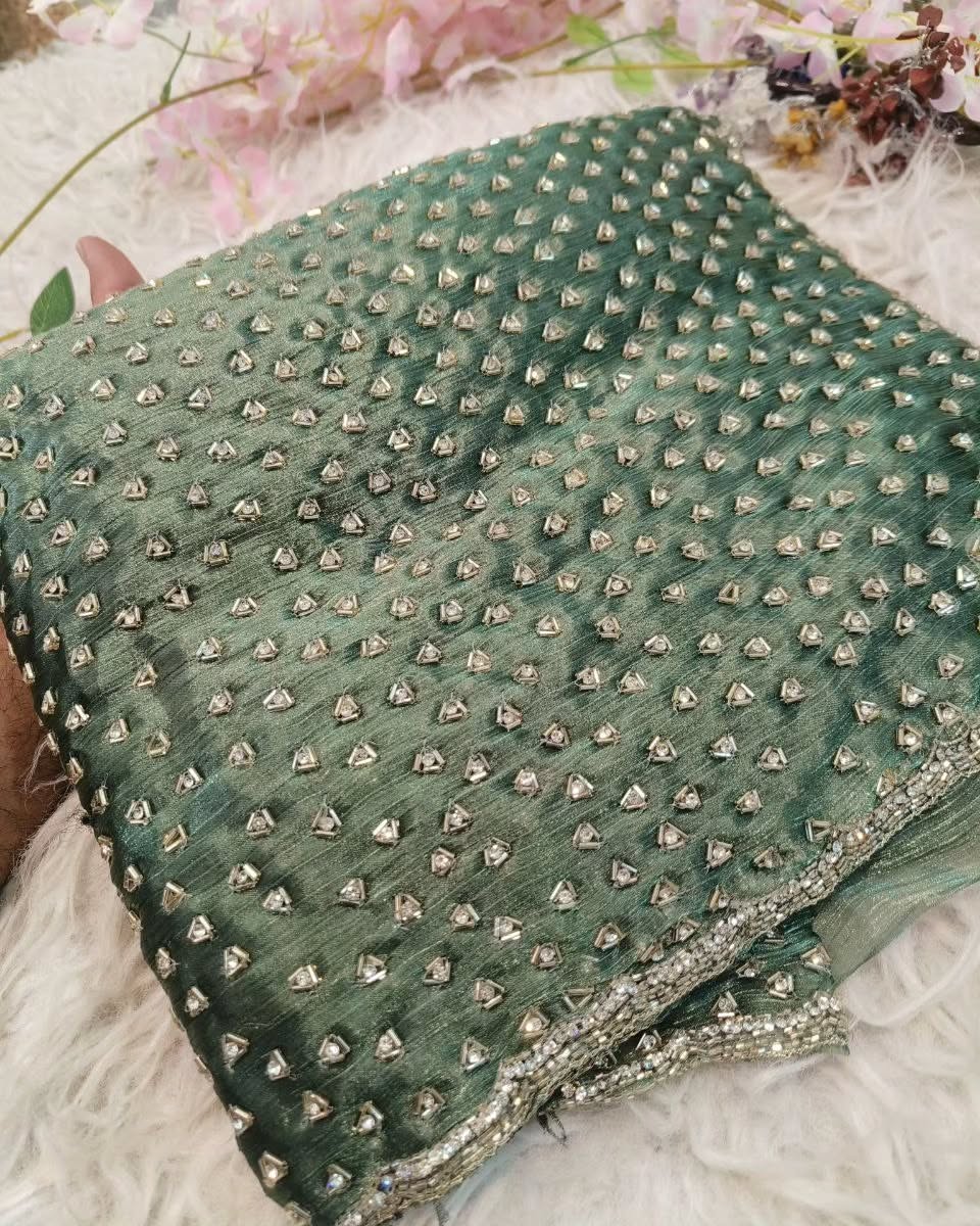 Fendi saree in diamond stone handwork