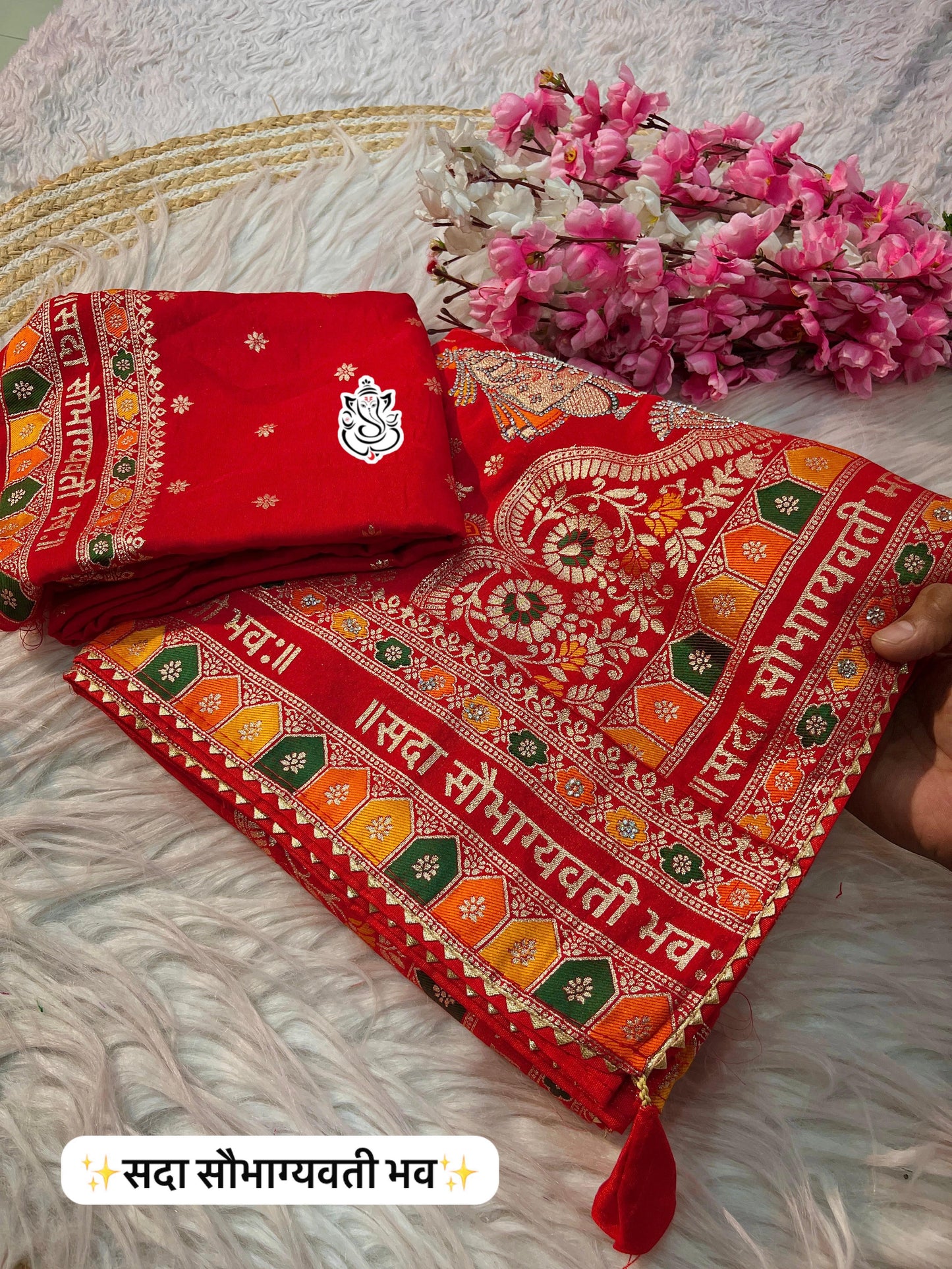 Sada Sobhagyawati Bhav Dola Viscose Silk with sirowski work