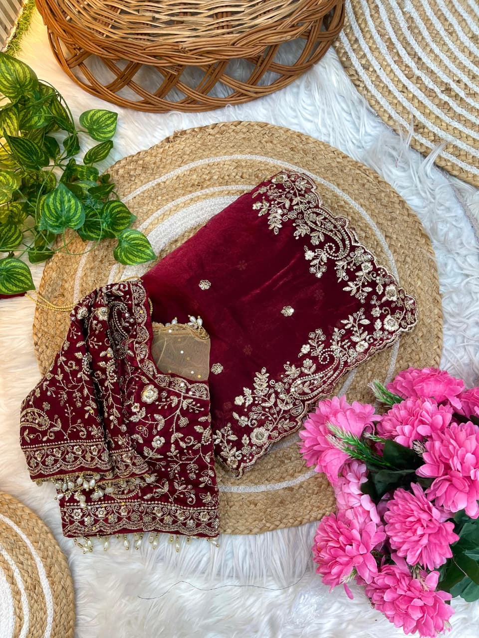 Fandy satin silk designer saree