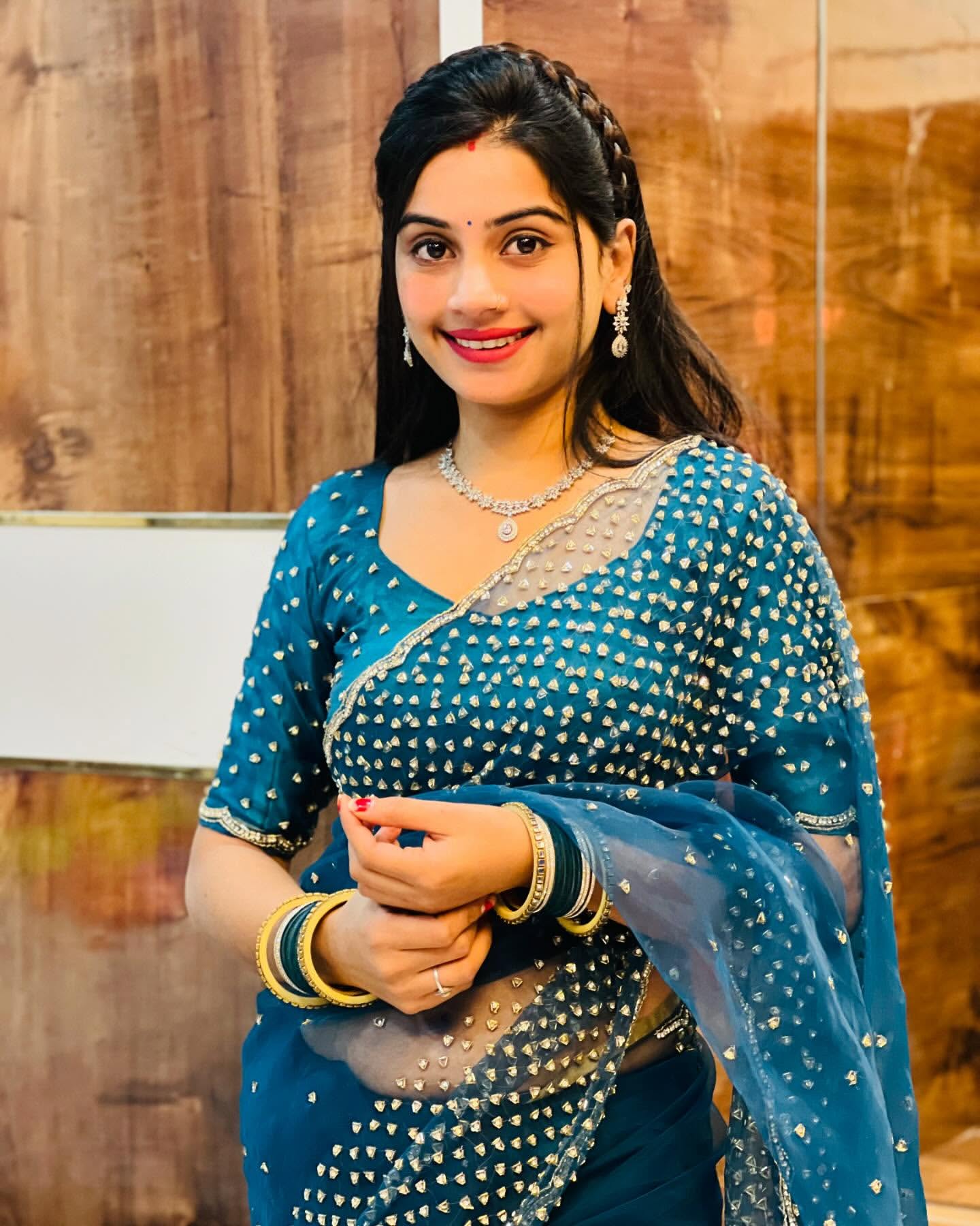 Fendi saree in diamond stone handwork