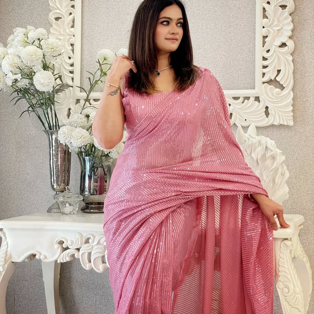 georgette with sequence work saree