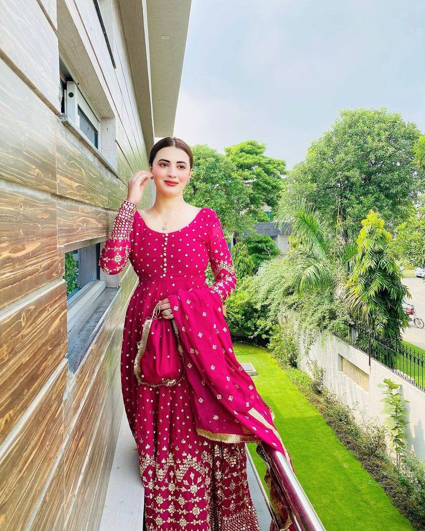 Georgette gown with dupatta