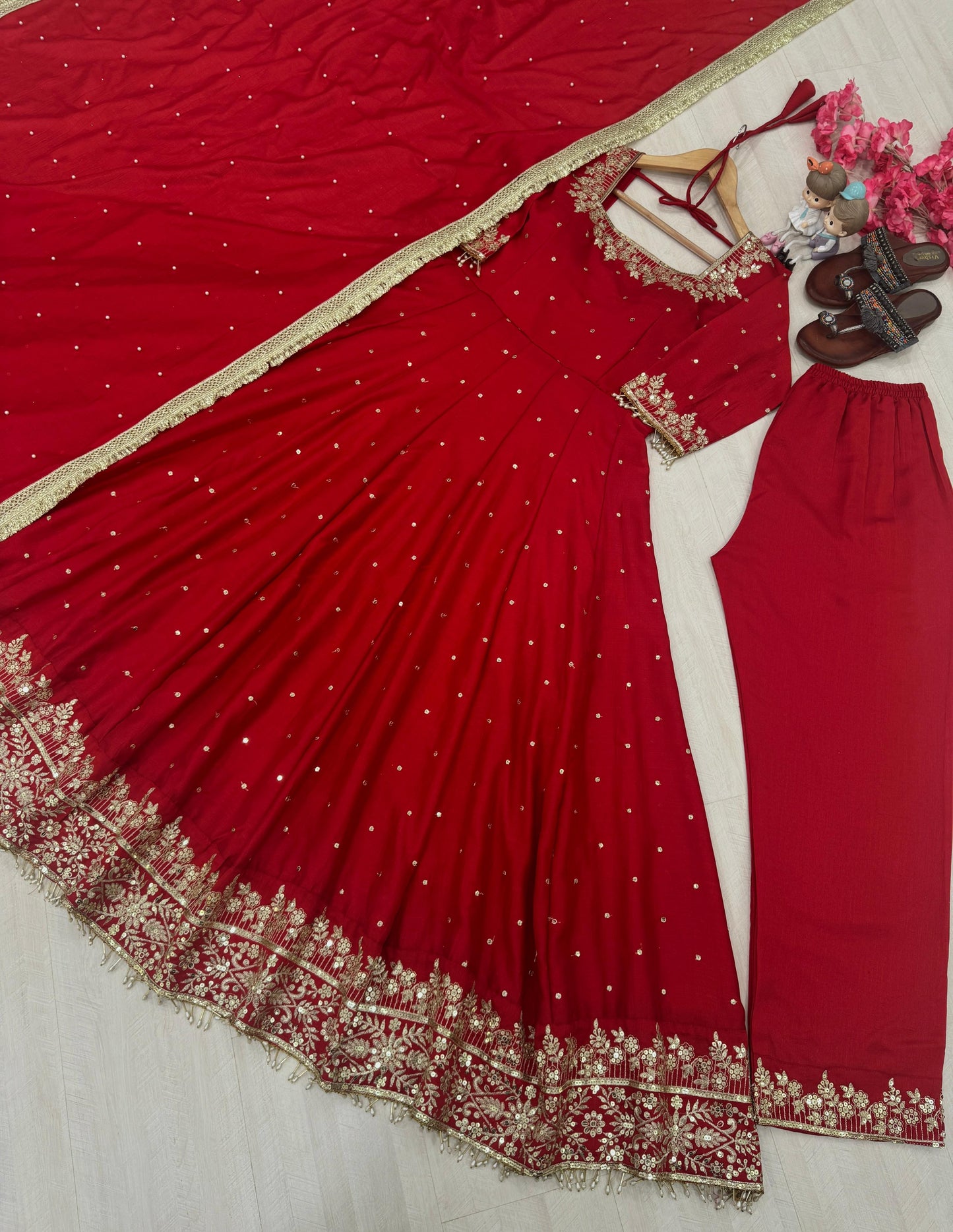 Vichitra Silk gown with dupatta