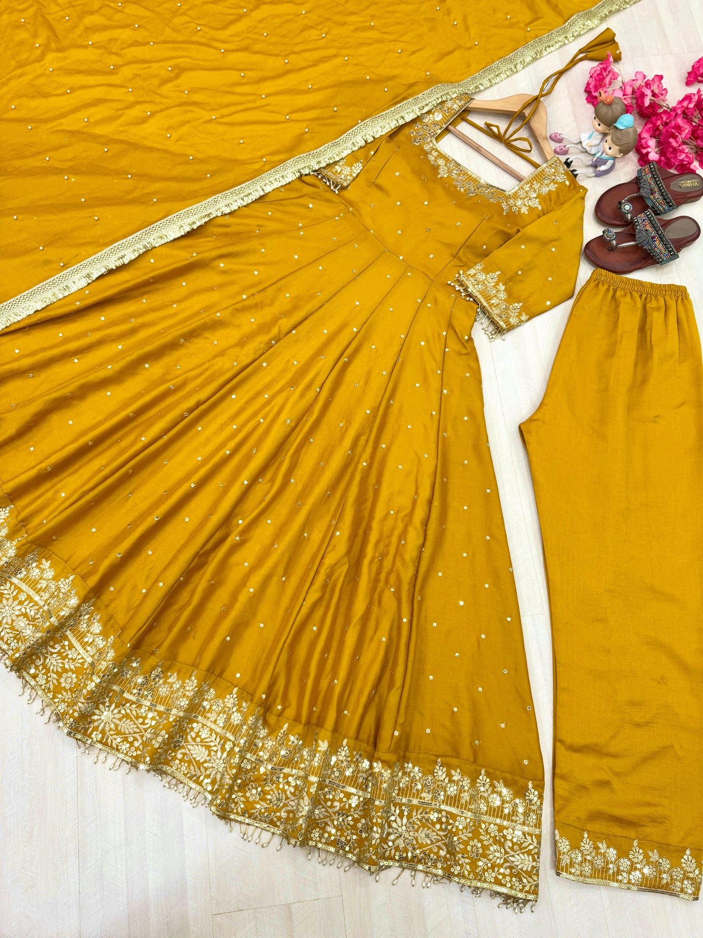 Vichitra Silk gown with dupatta
