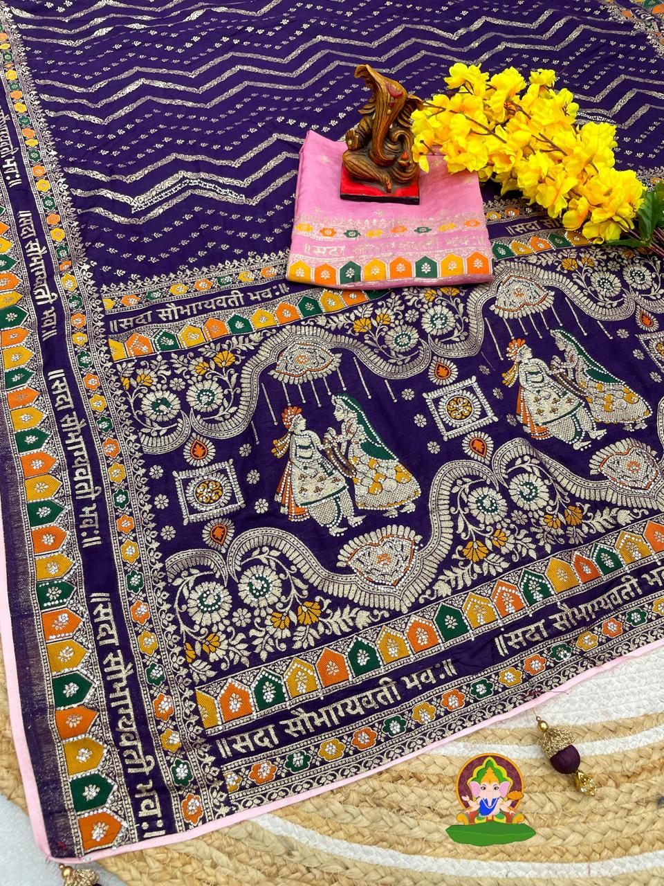 Sada Sobhagyawati Bhav Dola Viscose Silk with sirowski work