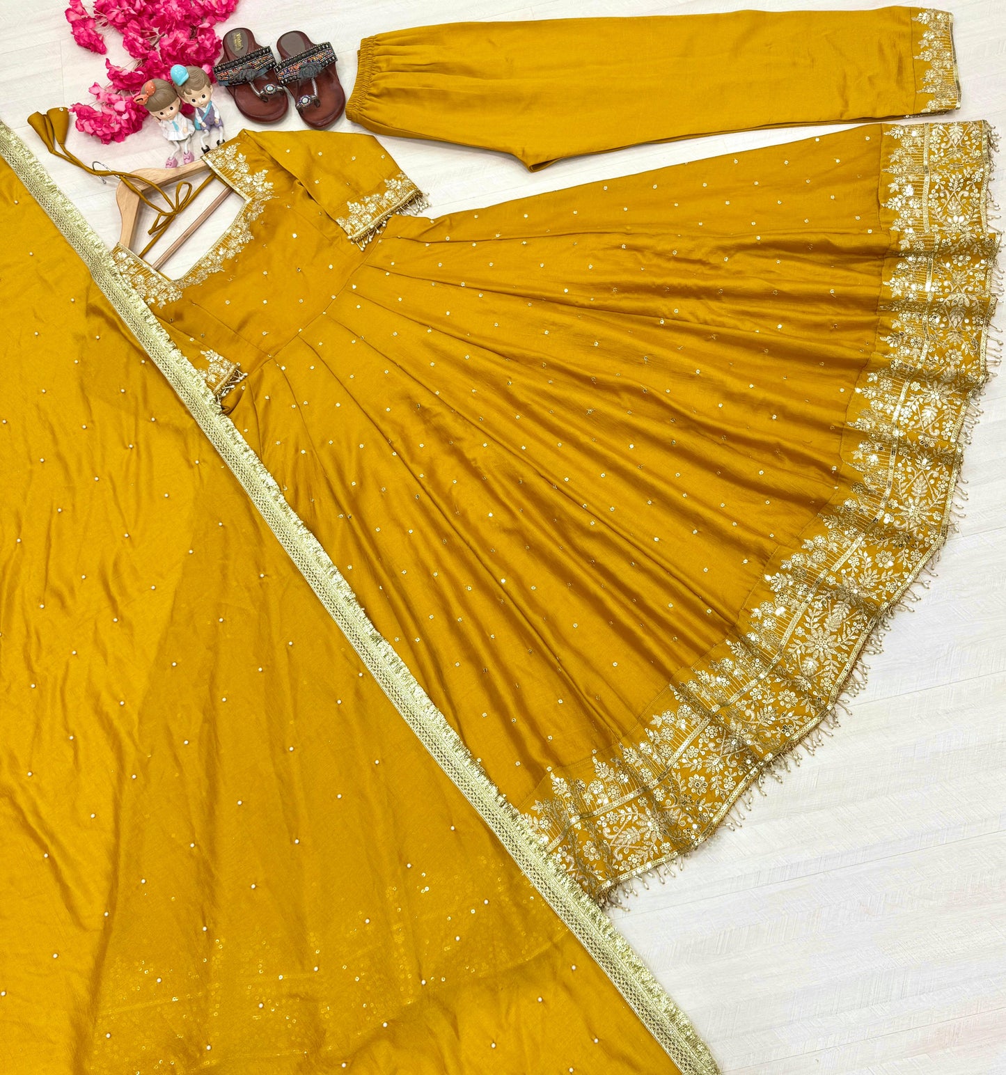 Vichitra Silk gown with dupatta