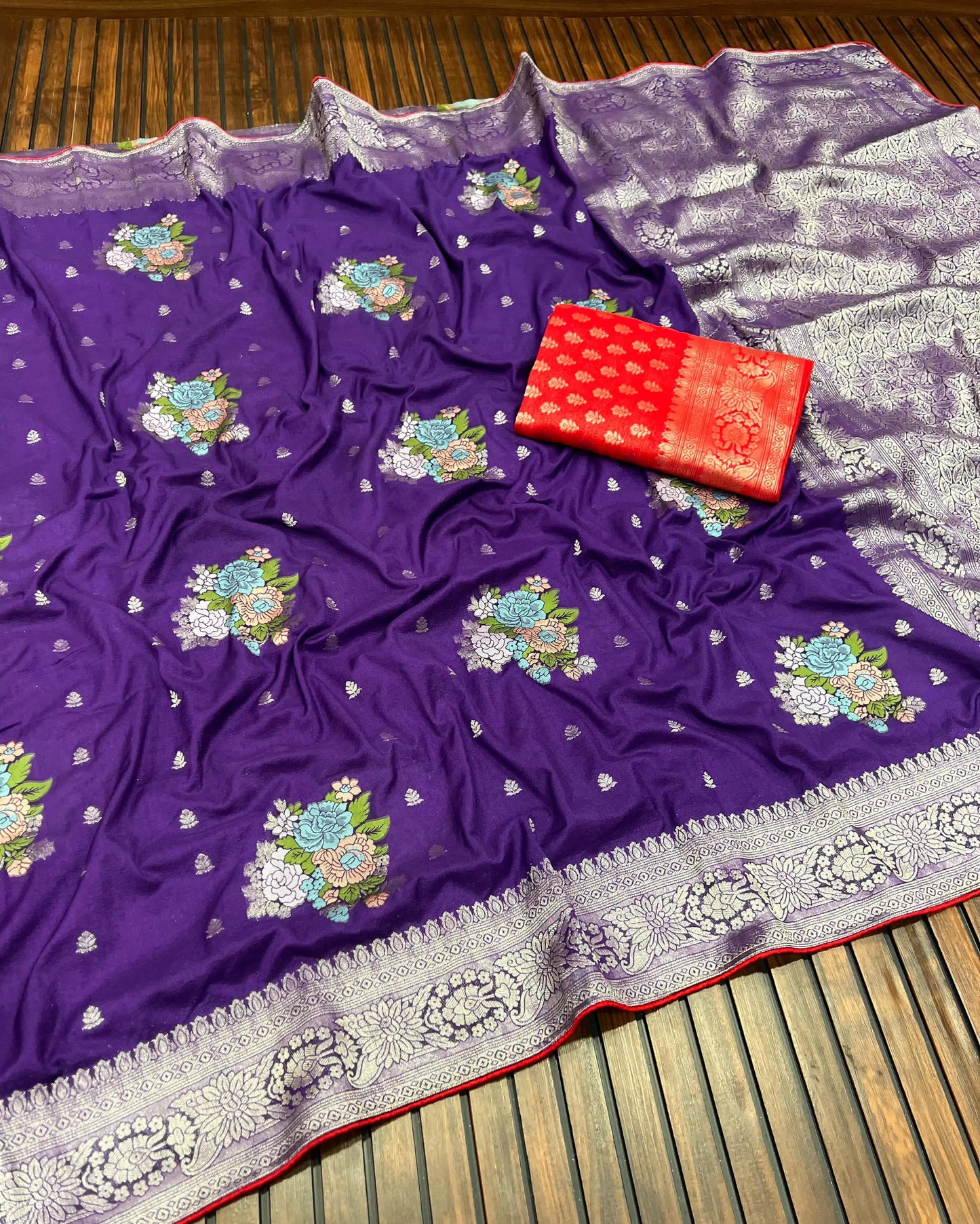 KADI CRAP GEORGETTE JAQURAD MEENAKARI SAREE