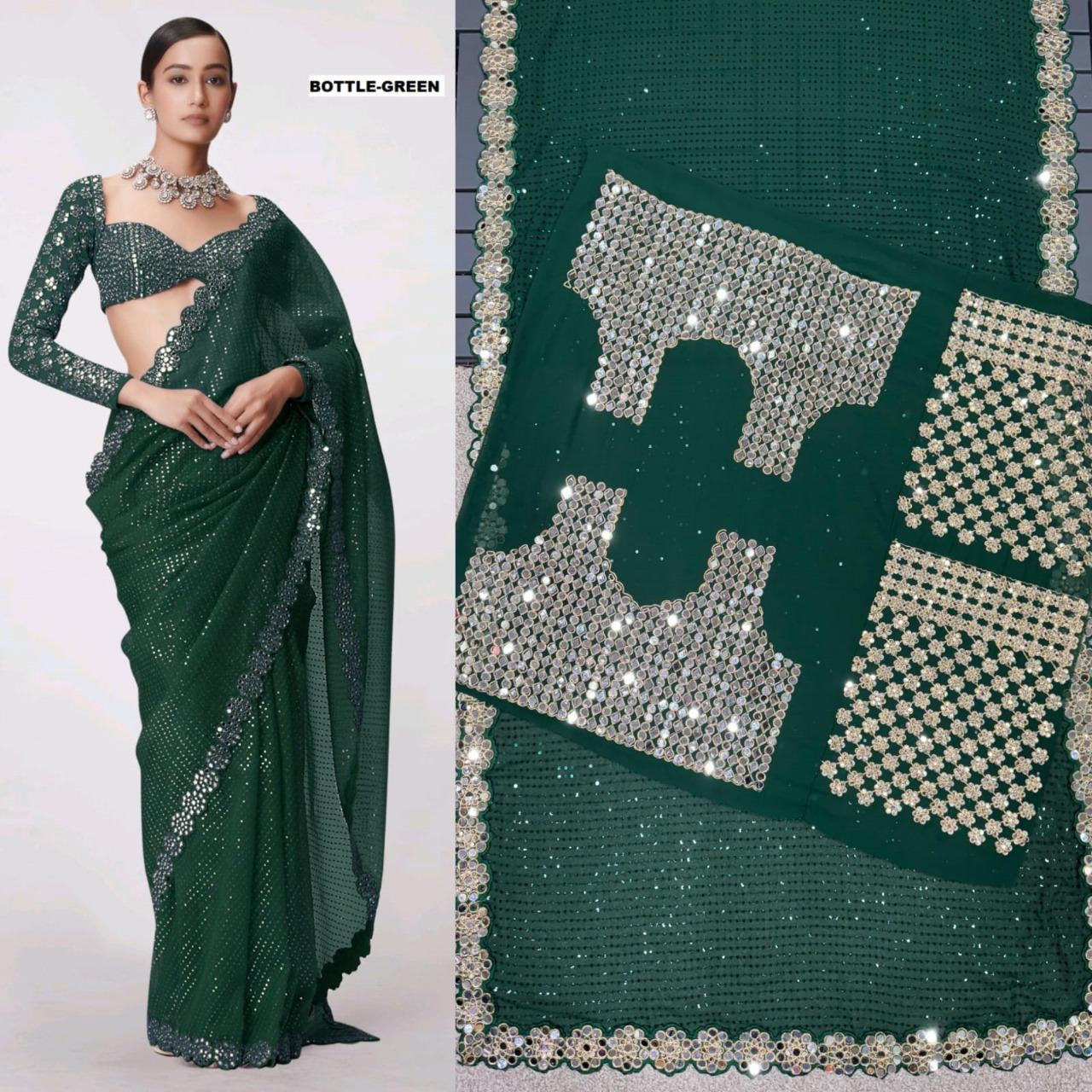 Mirror work saree