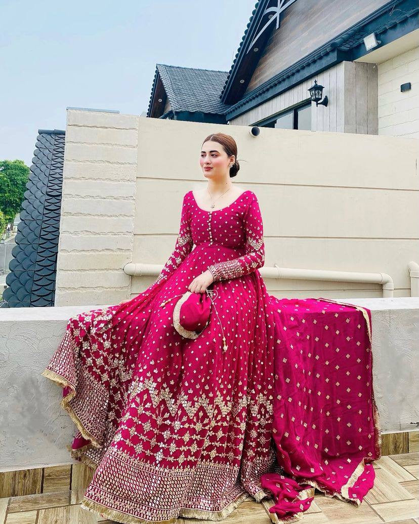Georgette gown with dupatta