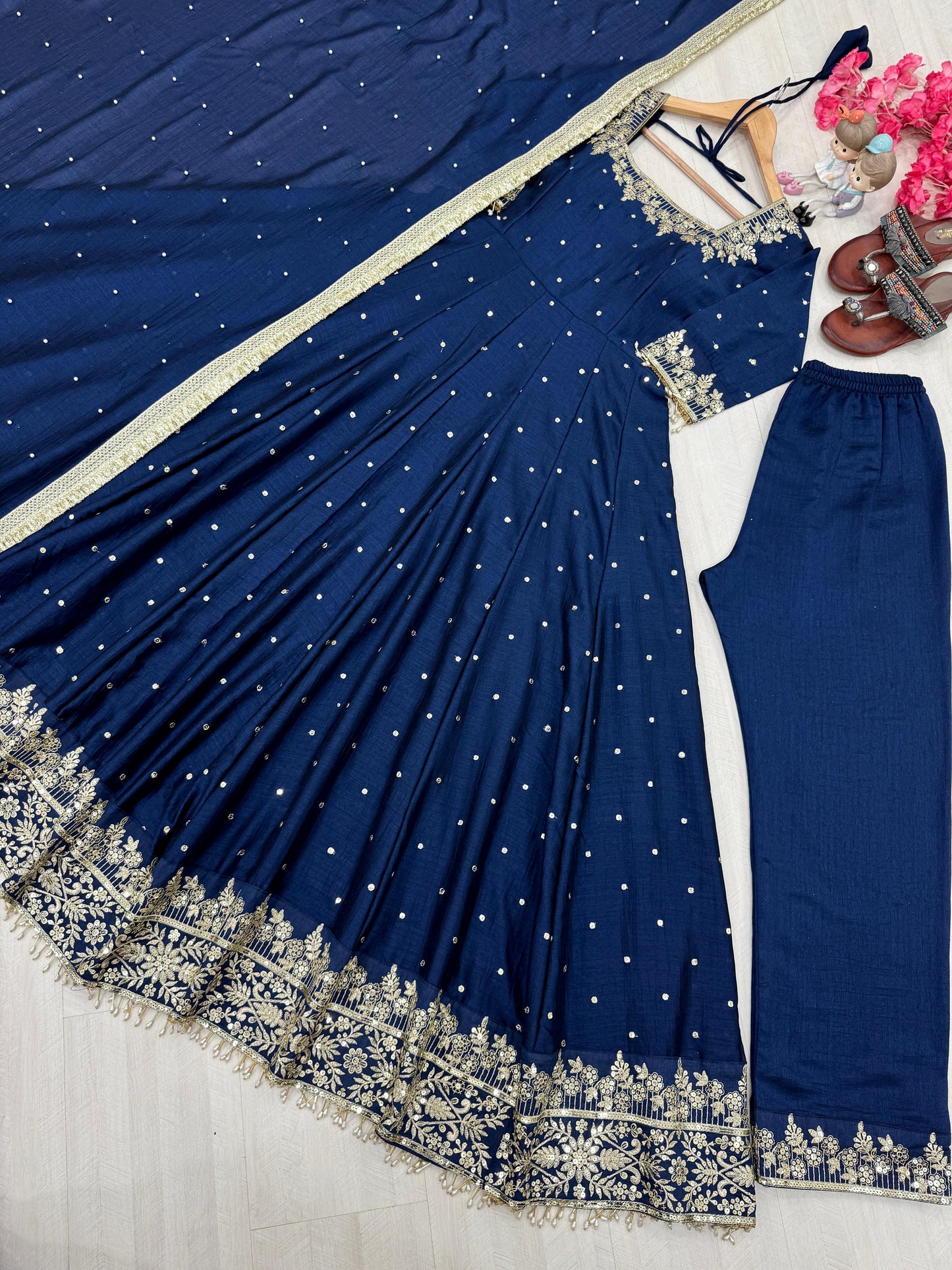 Vichitra Silk gown with dupatta