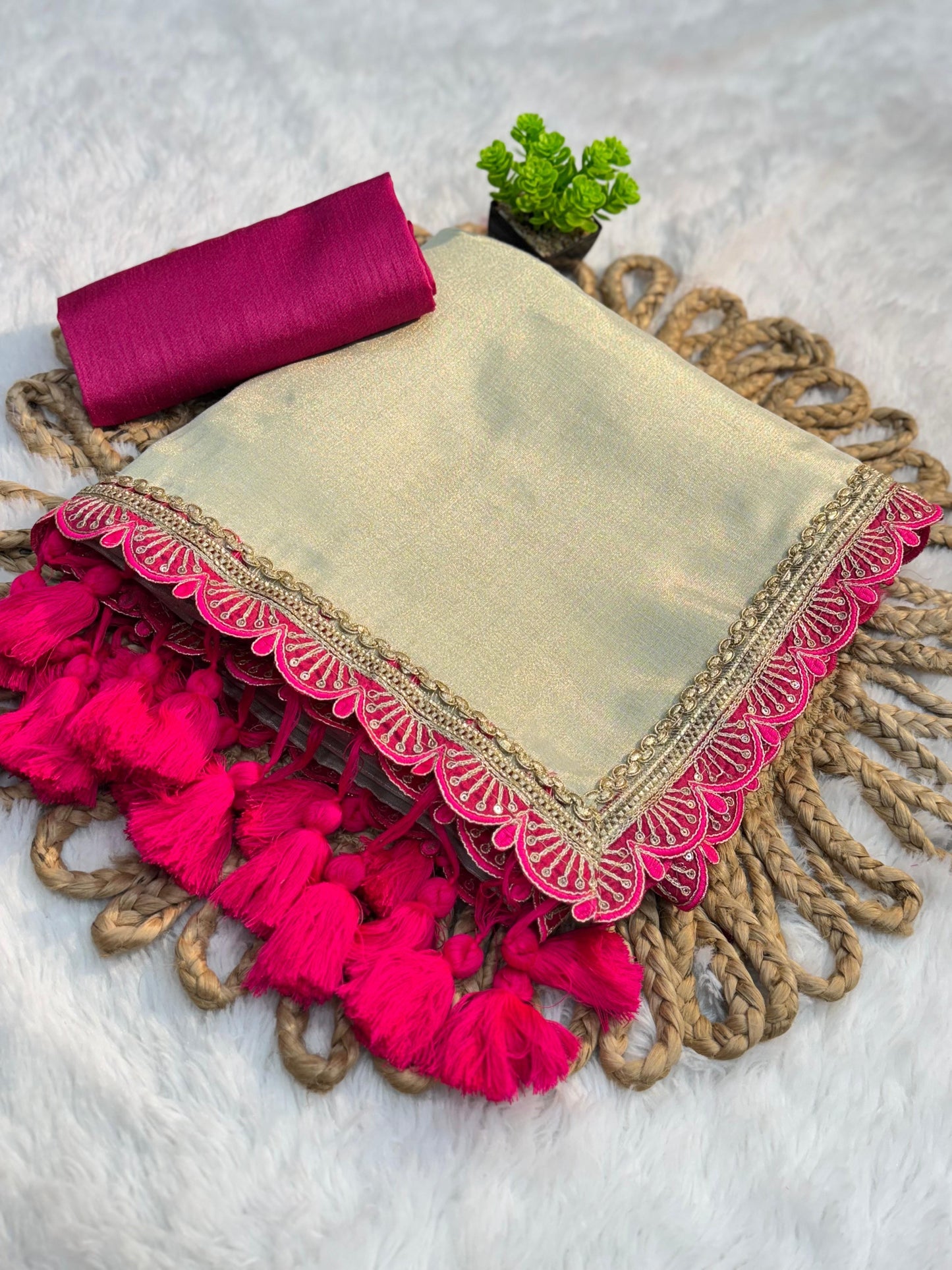 Golden Tissue Soft saree