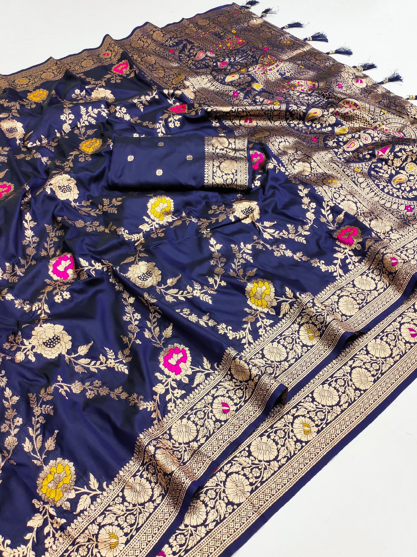 Soft Banarasi silk saree with zari weaving