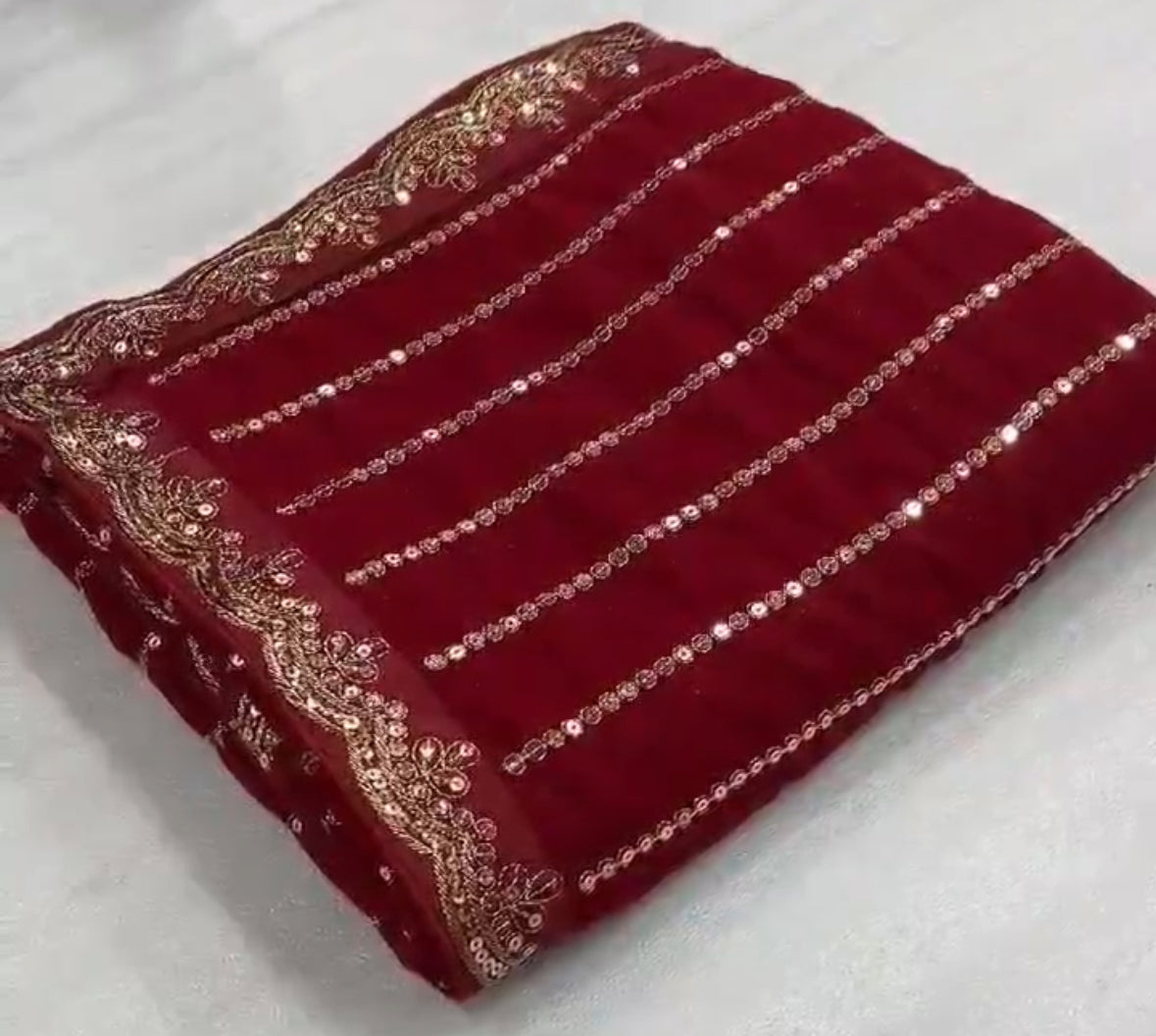 Georgette saree with Heavy 5MM Sequins Embroidery Work