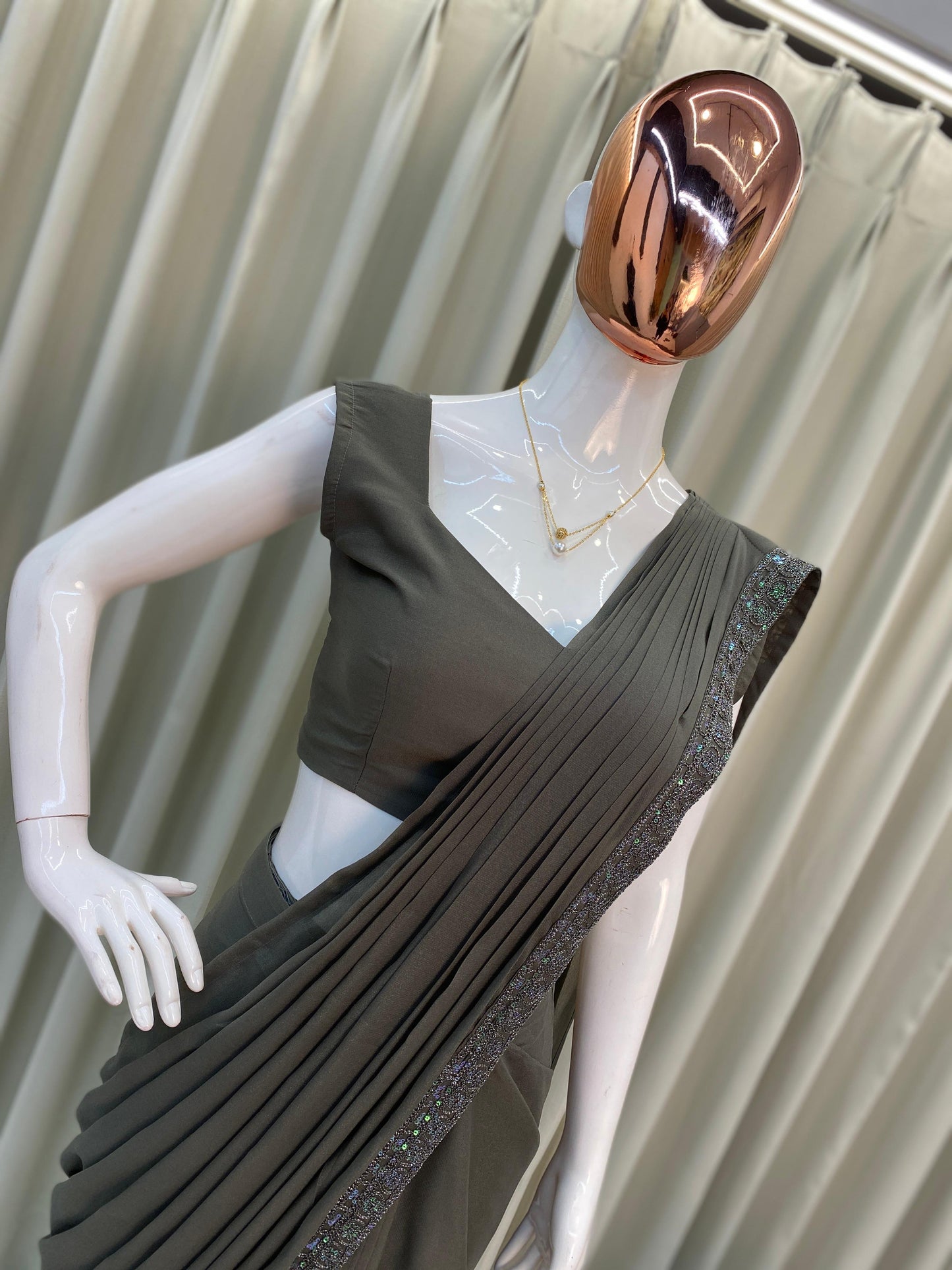 Georgette Sequence Work Saree With Koti and Fullstitched Blouse