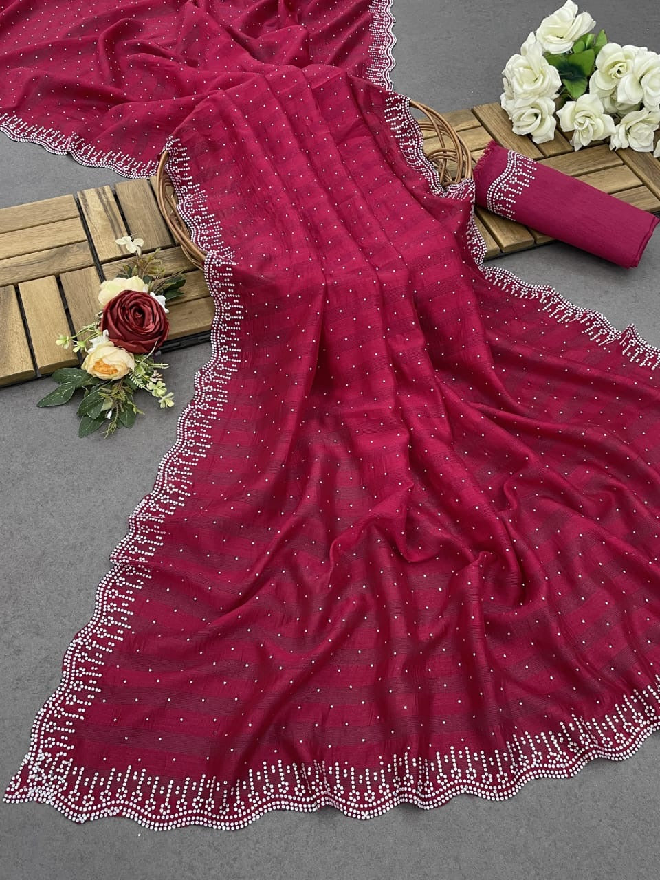 Soft Pure Blooming Jimmy Silk with Original DMC Zarkan type Swarovski