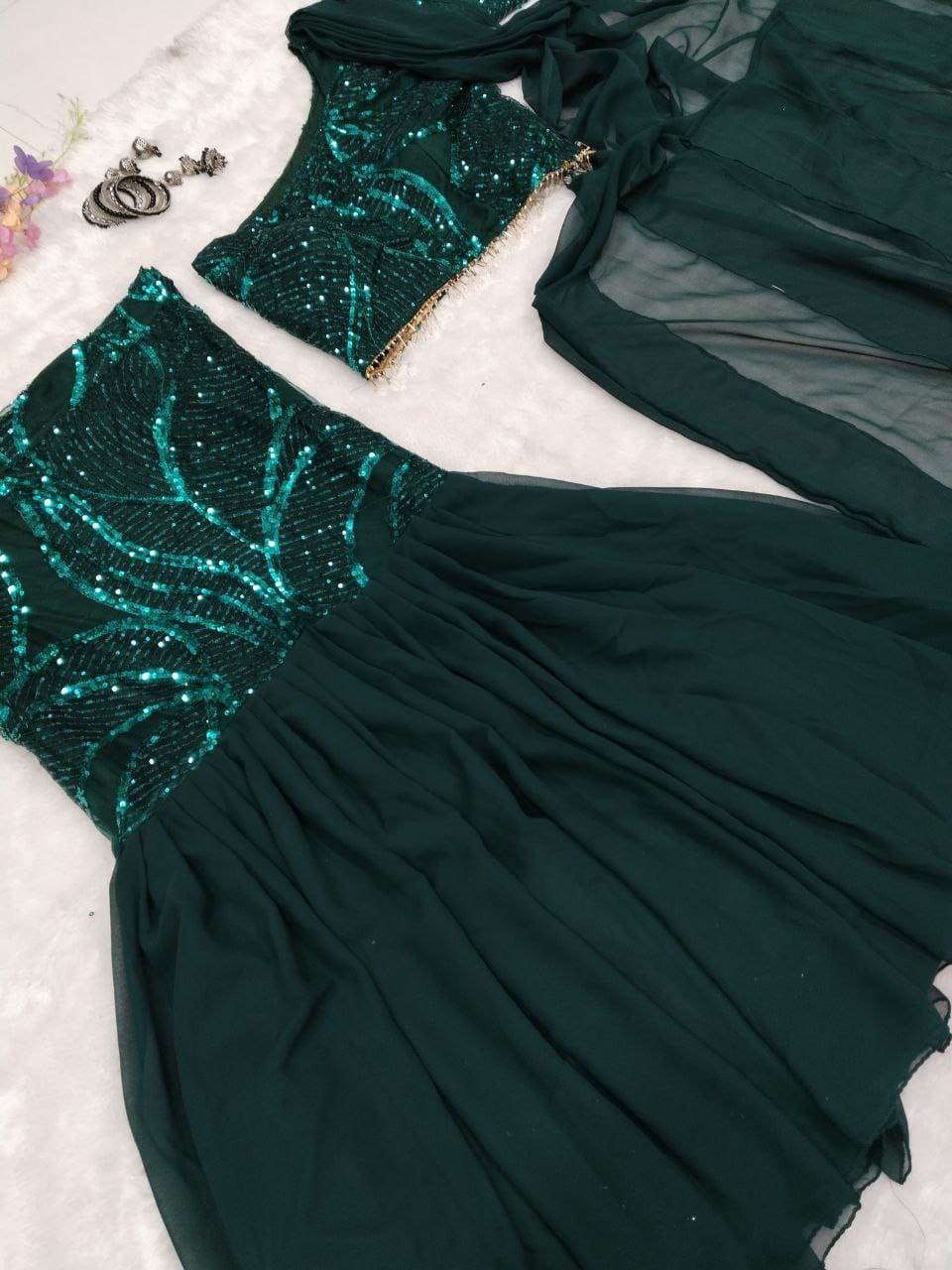 Premium Georgette Embellished With Beautiful Embroidery Sequins Work