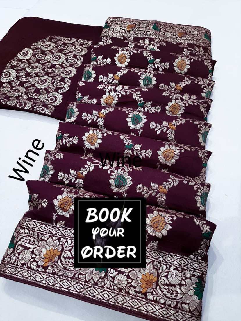Banarasi cotton silk saree with jari weaving