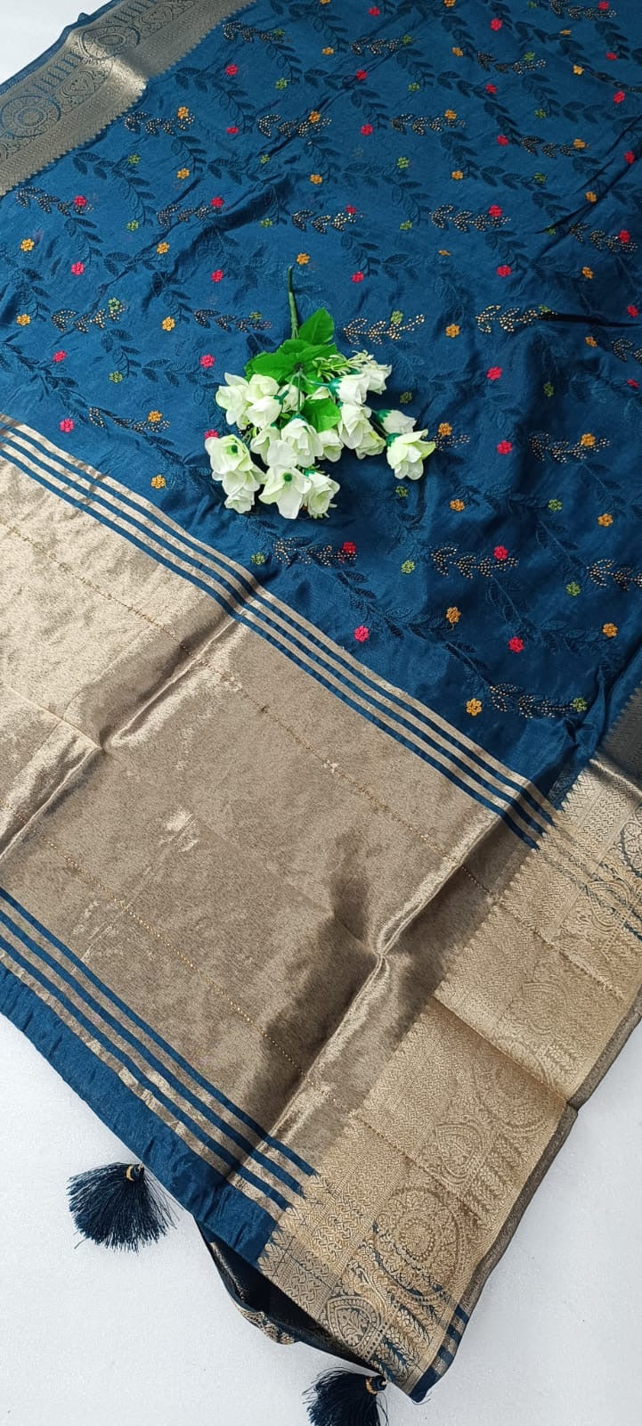 Organza saree with swiroski work