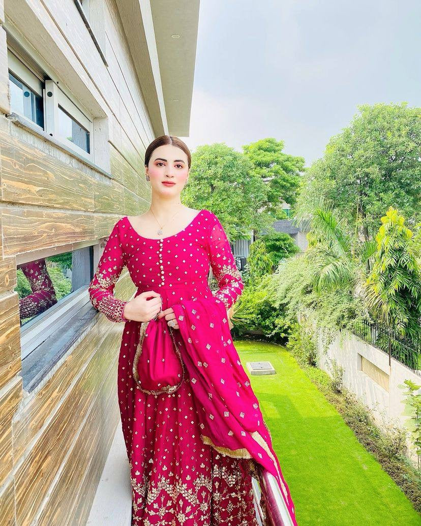Georgette gown with dupatta