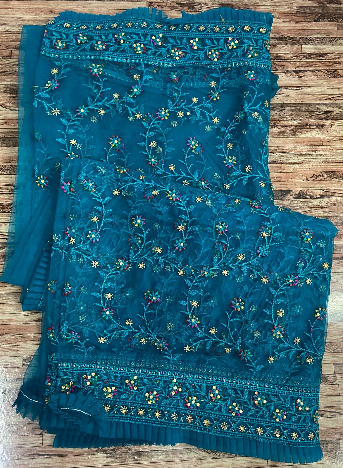 butterscotch High qulity net fabric with heavy embroidery work
