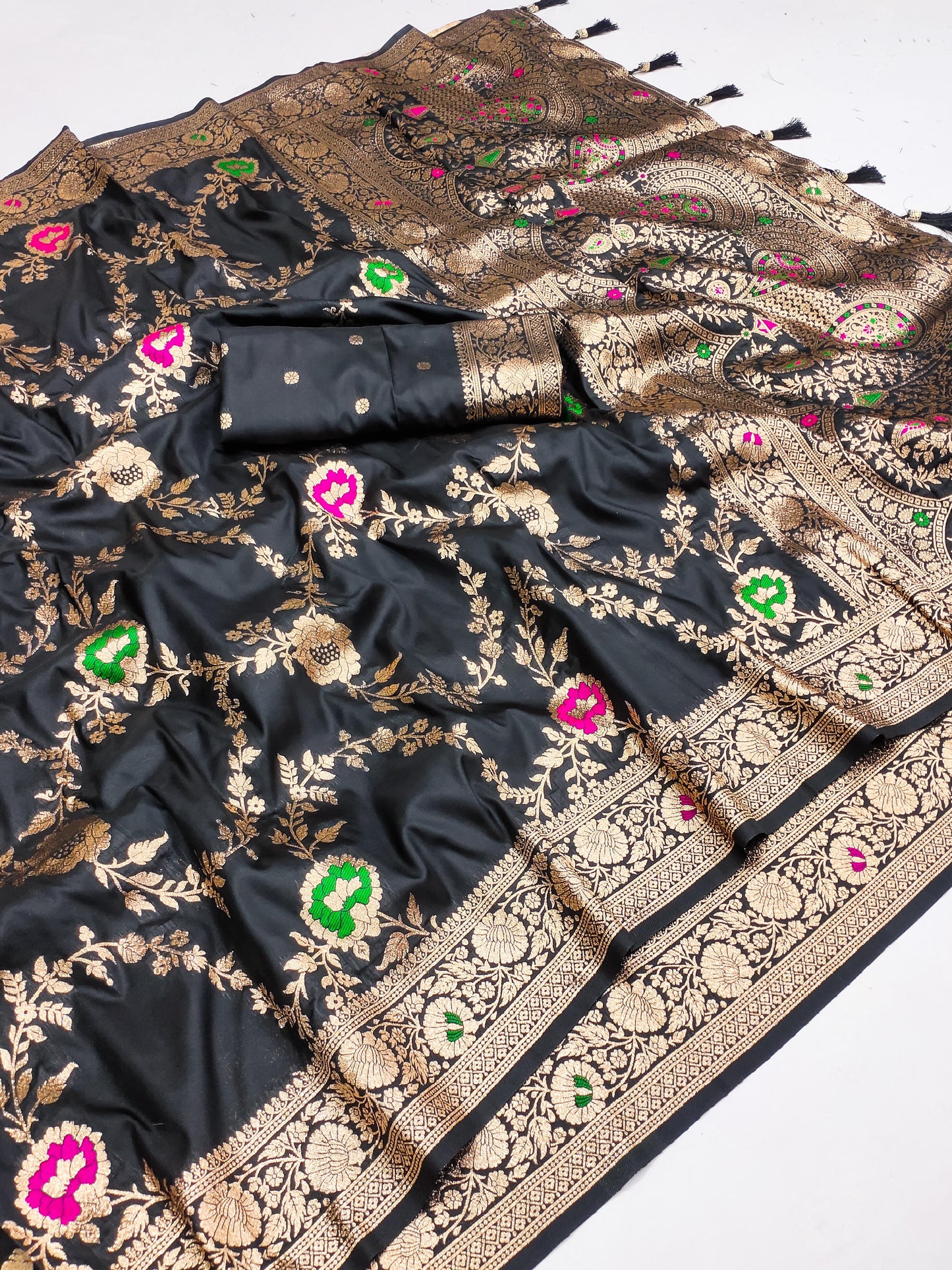 Soft Banarasi silk saree with zari weaving