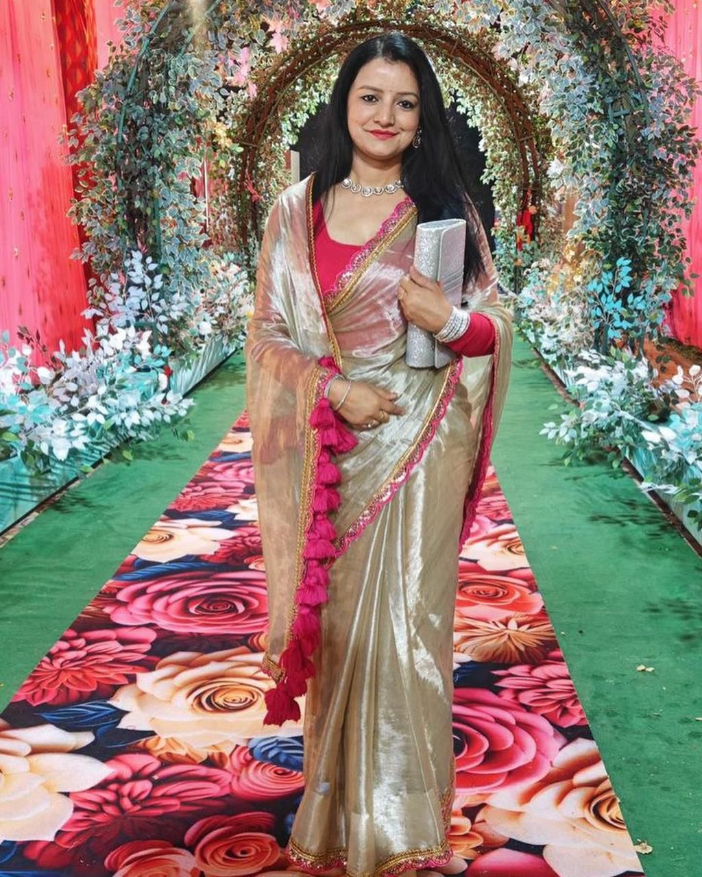 Golden Tissue Soft saree