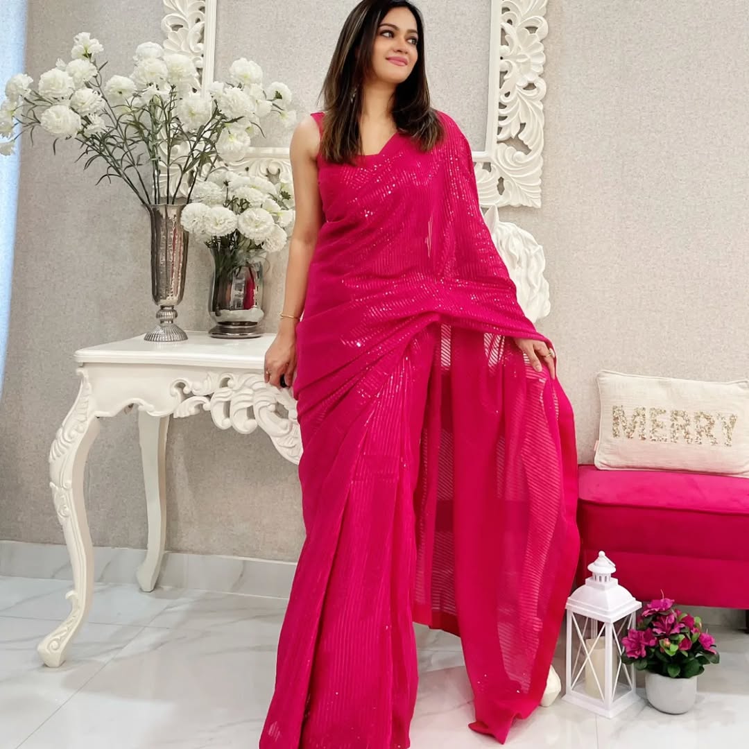 georgette with sequence work saree