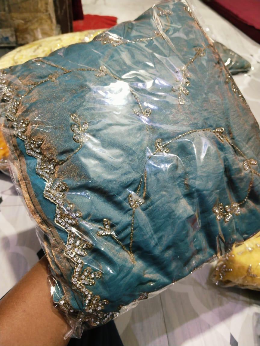 Fendy Silk designer saree with diamond stone handwork