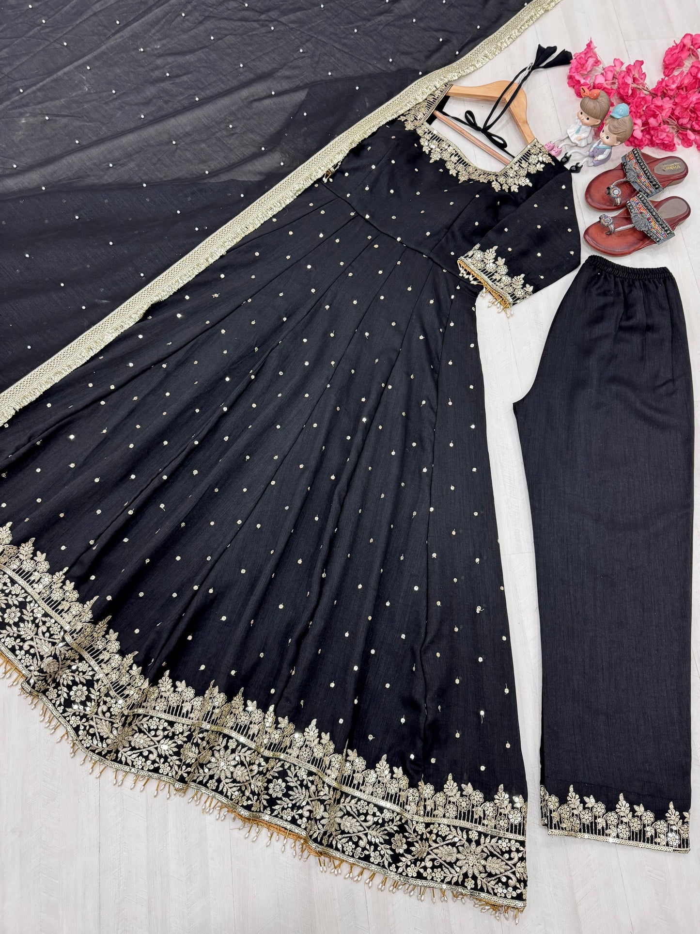 Vichitra Silk gown with dupatta