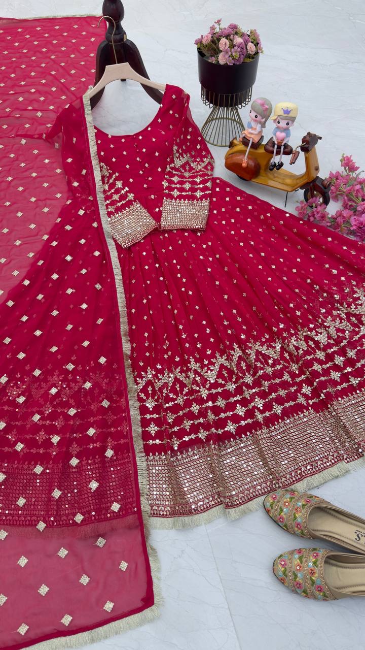 Georgette gown with dupatta