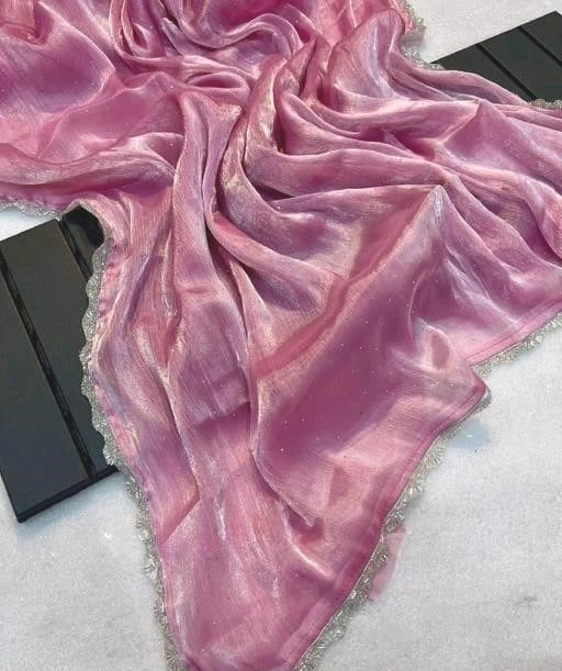 Pink Zimmy Choo Silk Saree with Cutwork Border