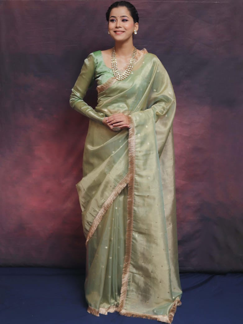 Banarasi soft chunri buti weaving tissue silk saree