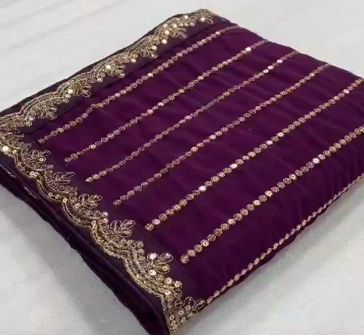 Georgette saree with Heavy 5MM Sequins Embroidery Work