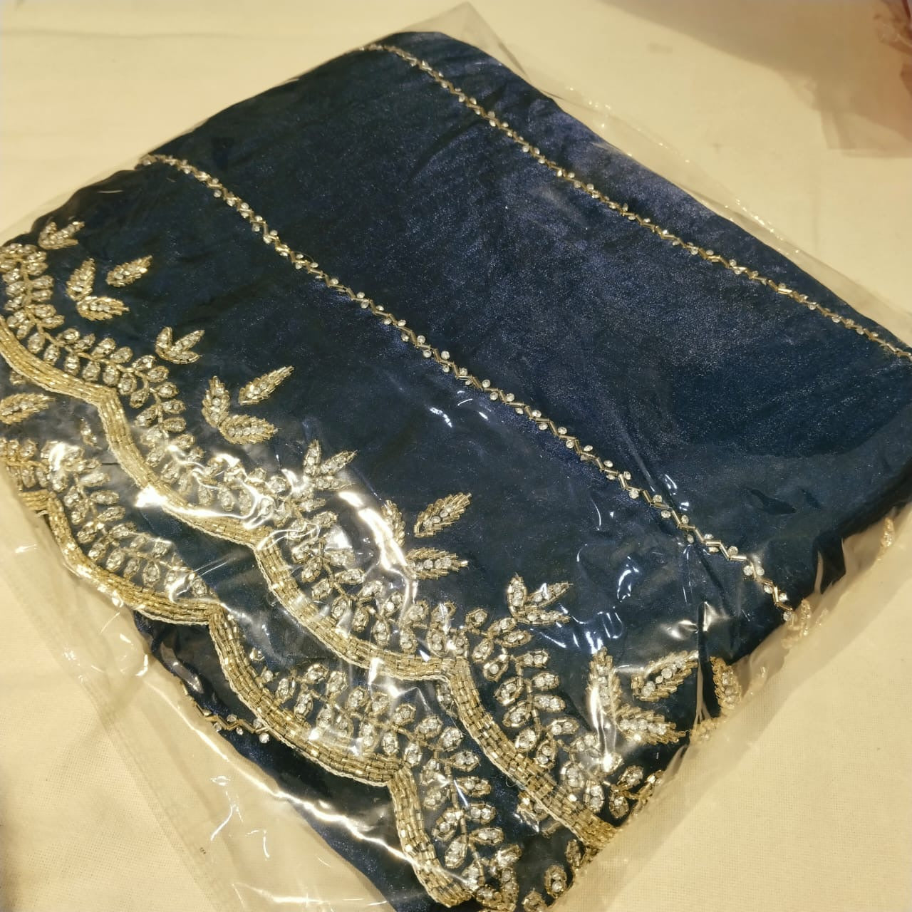 Fendi saree in diya design with diamond stone handwork
