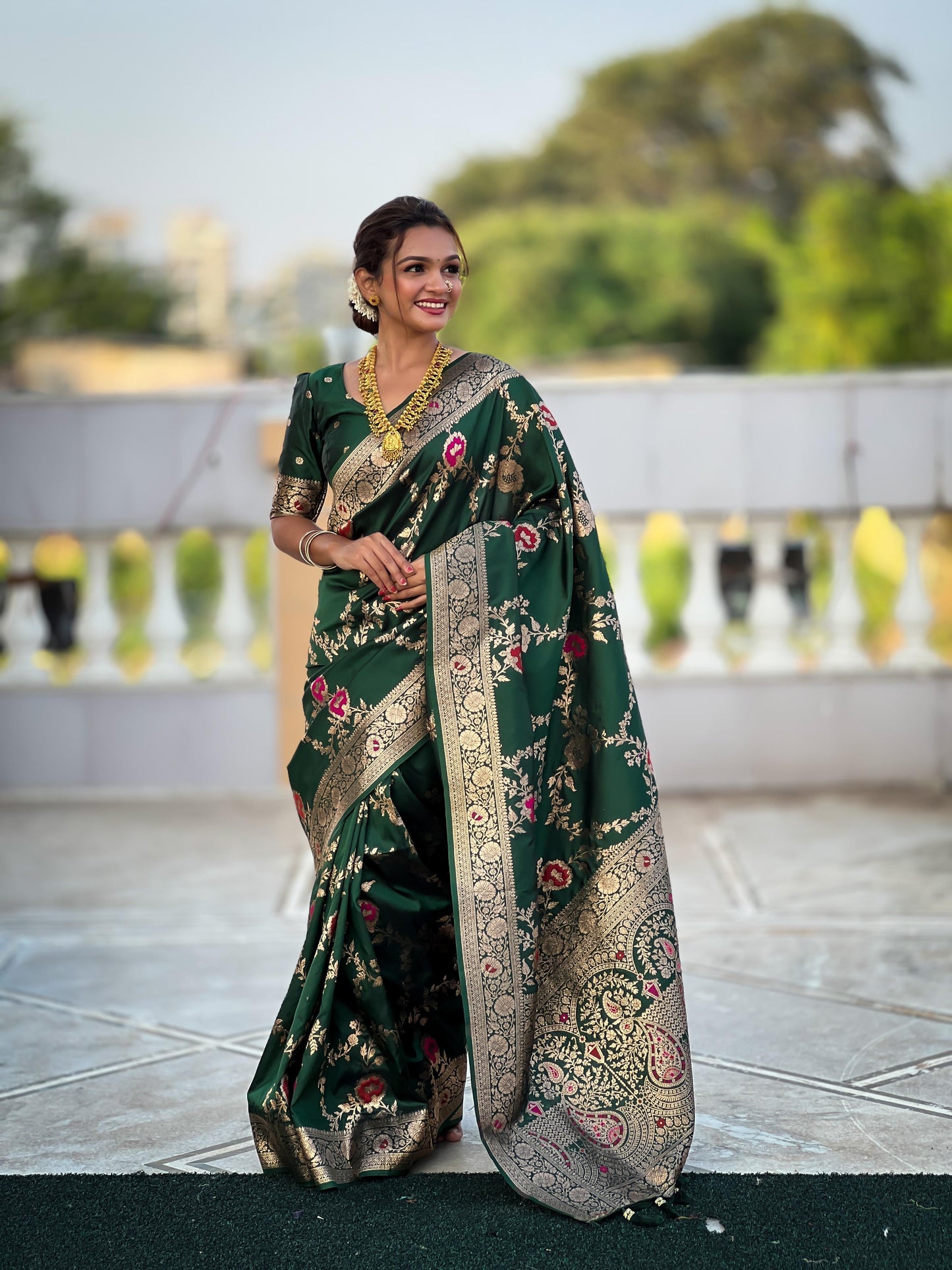 Soft Banarasi silk saree with zari weaving