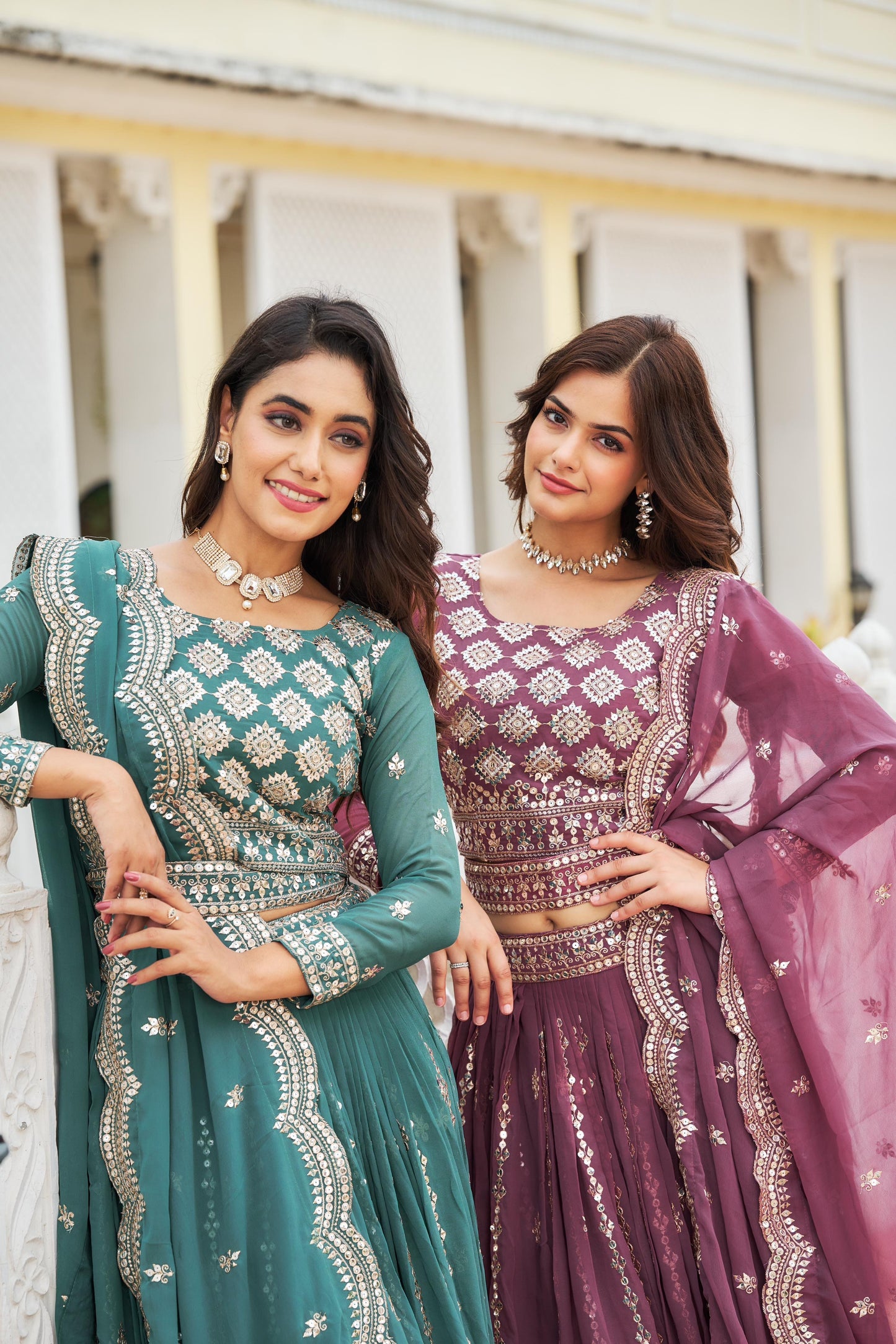 Georgette Lehnga chilli Dupatta with belt