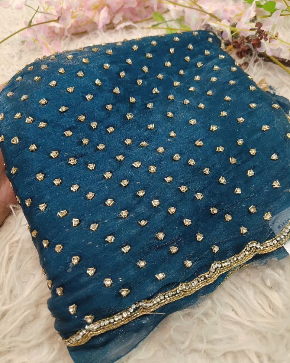 Fendi saree in diamond stone handwork