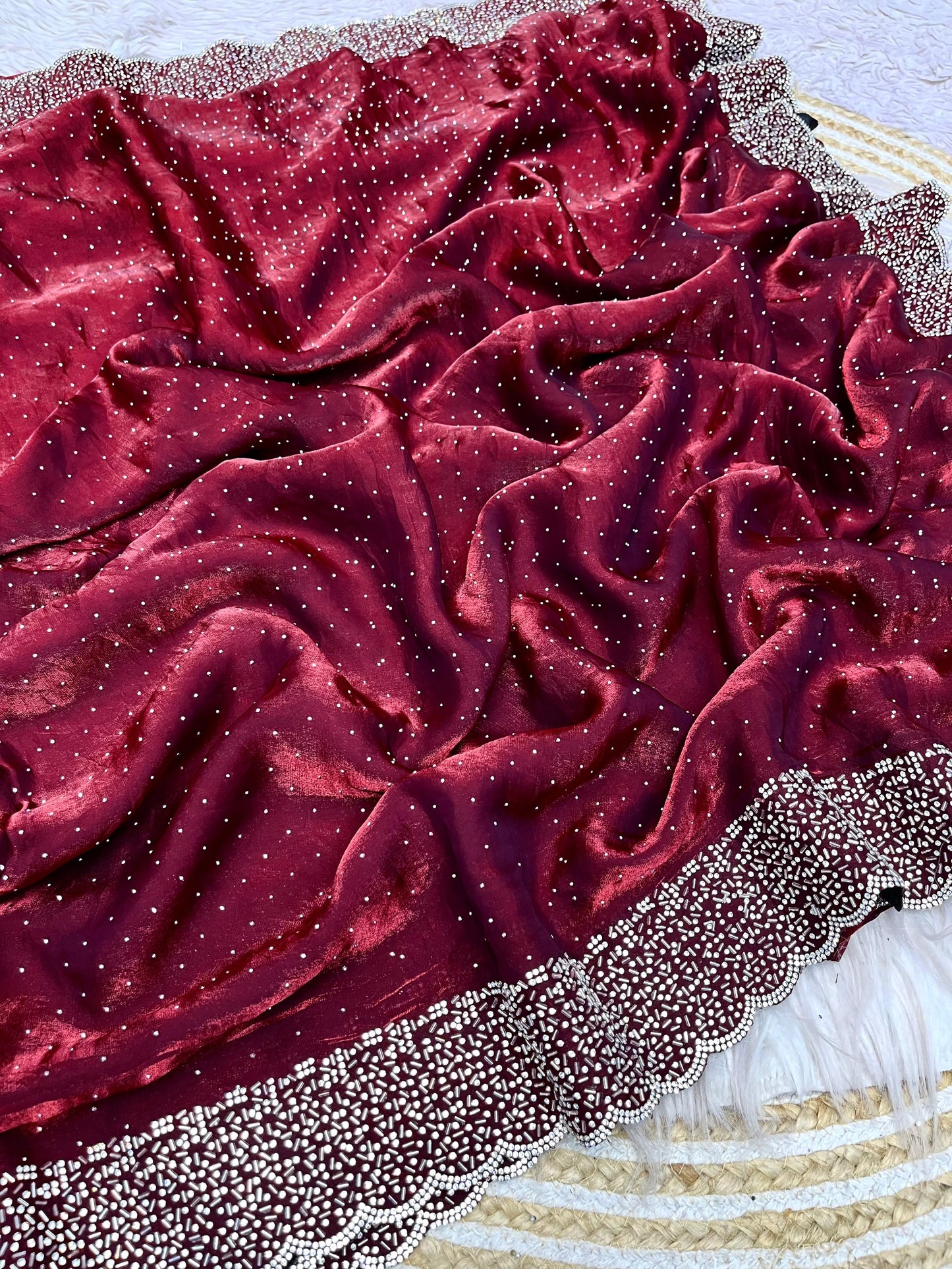 Space Silk Saree With stone Work Saree