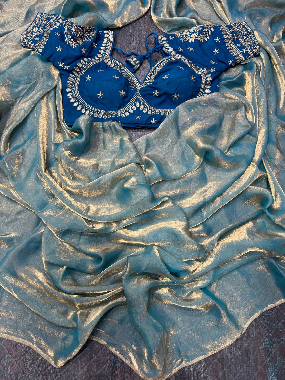 Space Silk Saree With Embroidery Work