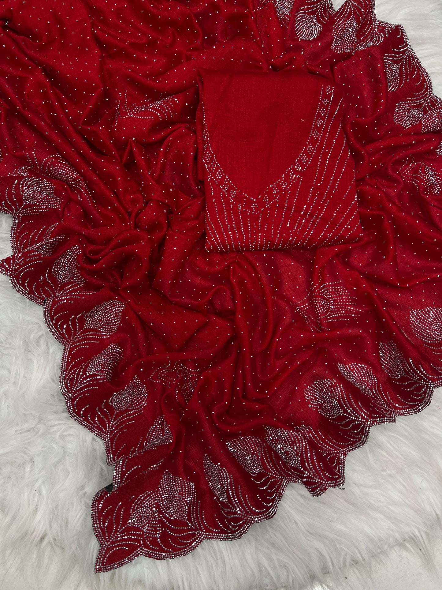 rangoli saree with siroski diamond
