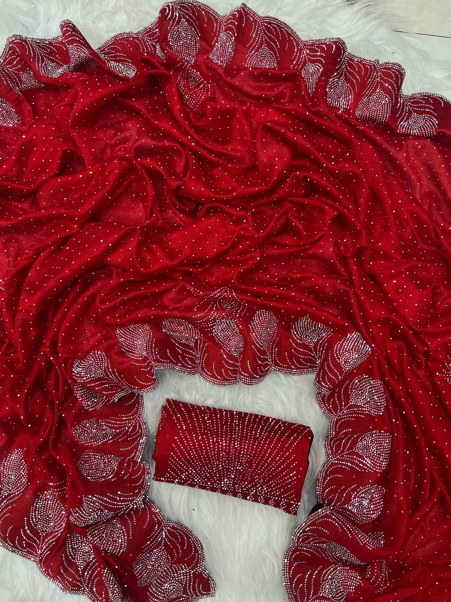 rangoli saree with siroski diamond