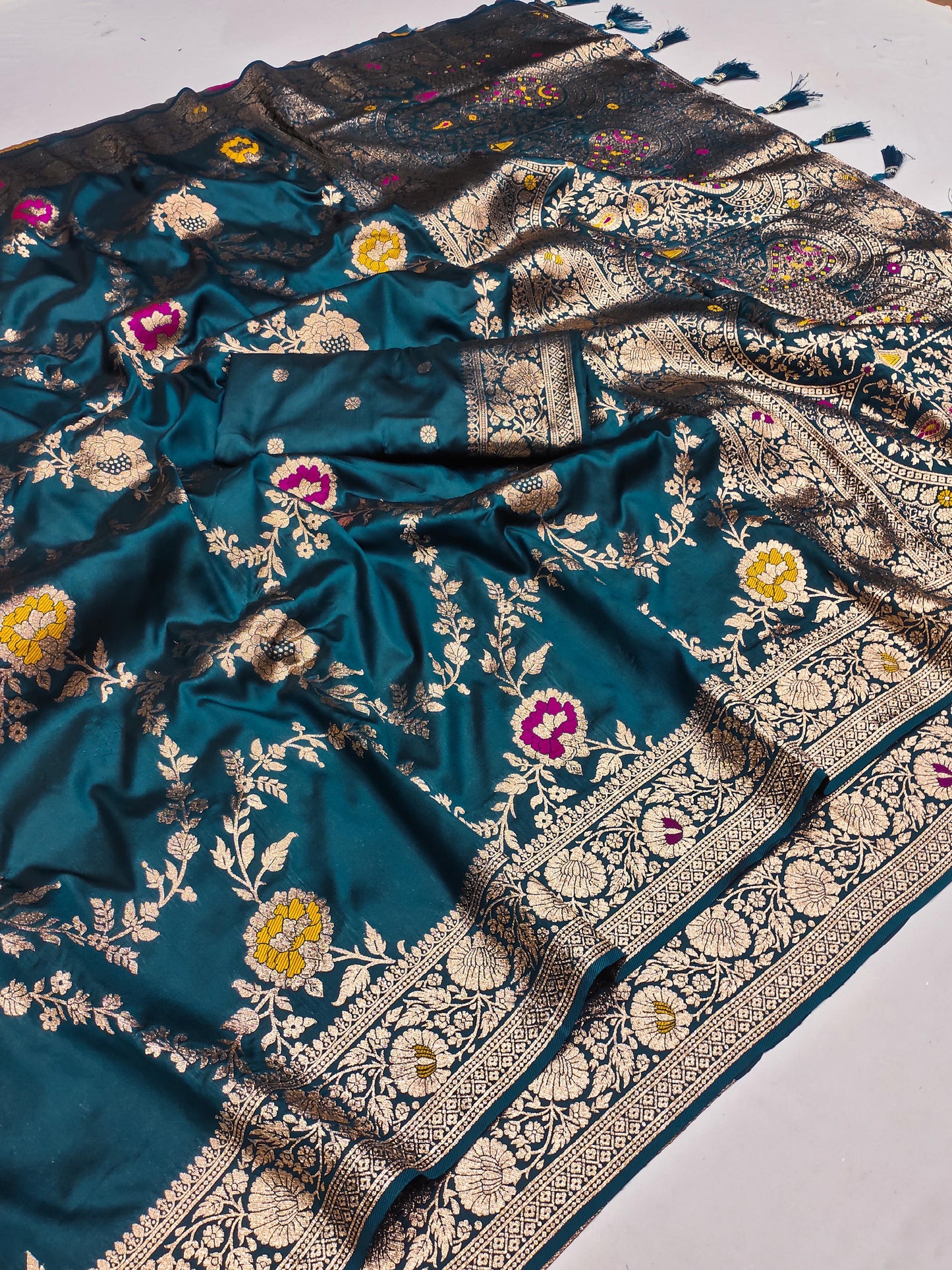 Soft Banarasi silk saree with zari weaving